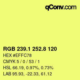 カラーコード: RGB 239.1 252.8 120 | qconv.com