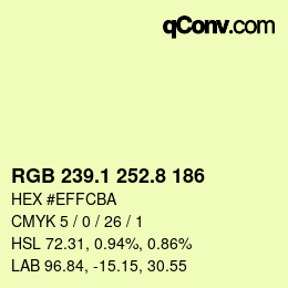 カラーコード: RGB 239.1 252.8 186 | qconv.com