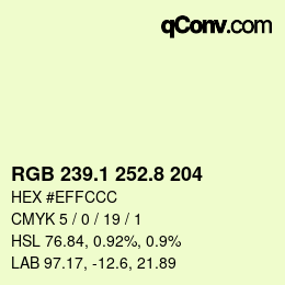 Color code: RGB 239.1 252.8 204 | qconv.com