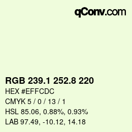 Color code: RGB 239.1 252.8 220 | qconv.com