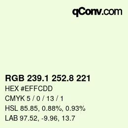Color code: RGB 239.1 252.8 221 | qconv.com