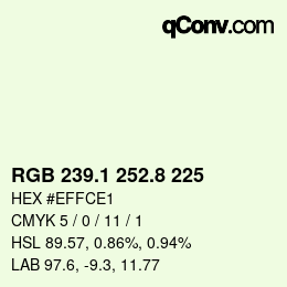 Color code: RGB 239.1 252.8 225 | qconv.com