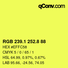 カラーコード: RGB 239.1 252.8 88 | qconv.com