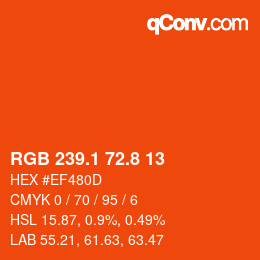 カラーコード: RGB 239.1 72.8 13 | qconv.com