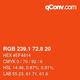 カラーコード: RGB 239.1 72.8 20 | qconv.com