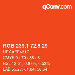 カラーコード: RGB 239.1 72.8 29 | qconv.com