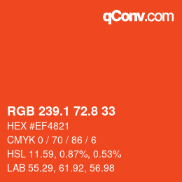 カラーコード: RGB 239.1 72.8 33 | qconv.com