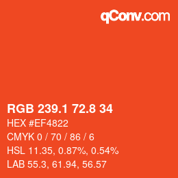 カラーコード: RGB 239.1 72.8 34 | qconv.com