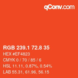 カラーコード: RGB 239.1 72.8 35 | qconv.com