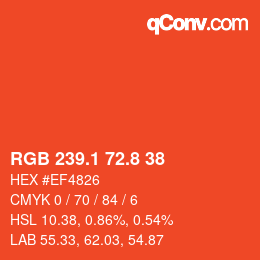 カラーコード: RGB 239.1 72.8 38 | qconv.com