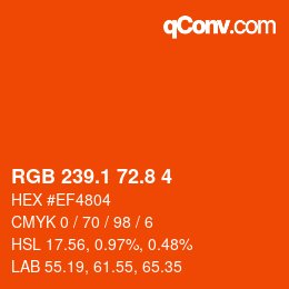 カラーコード: RGB 239.1 72.8 4 | qconv.com