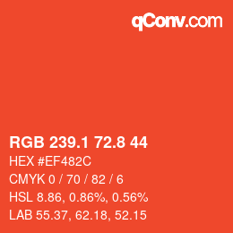 カラーコード: RGB 239.1 72.8 44 | qconv.com