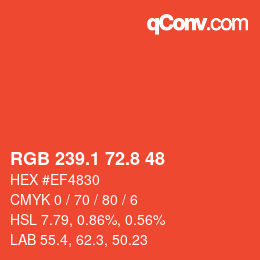 カラーコード: RGB 239.1 72.8 48 | qconv.com
