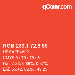 カラーコード: RGB 239.1 72.8 50 | qconv.com