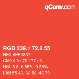 カラーコード: RGB 239.1 72.8 55 | qconv.com