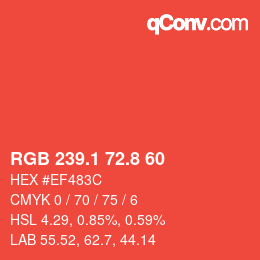カラーコード: RGB 239.1 72.8 60 | qconv.com