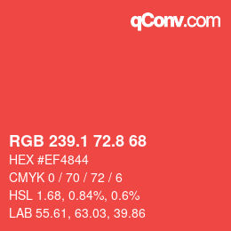 カラーコード: RGB 239.1 72.8 68 | qconv.com