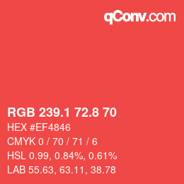 カラーコード: RGB 239.1 72.8 70 | qconv.com