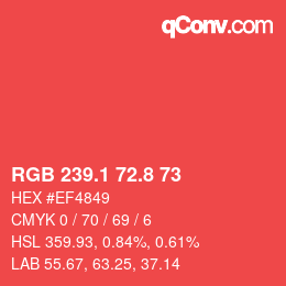 カラーコード: RGB 239.1 72.8 73 | qconv.com