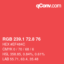 Color code: RGB 239.1 72.8 76 | qconv.com