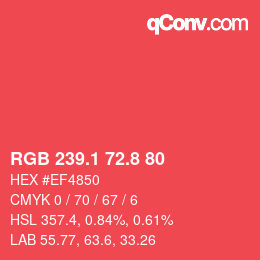 カラーコード: RGB 239.1 72.8 80 | qconv.com