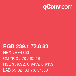 カラーコード: RGB 239.1 72.8 83 | qconv.com