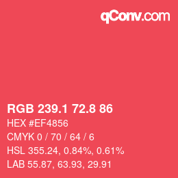 カラーコード: RGB 239.1 72.8 86 | qconv.com