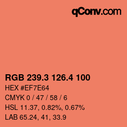 カラーコード: RGB 239.3 126.4 100 | qconv.com