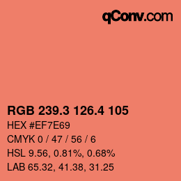 カラーコード: RGB 239.3 126.4 105 | qconv.com