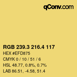 カラーコード: RGB 239.3 216.4 117 | qconv.com