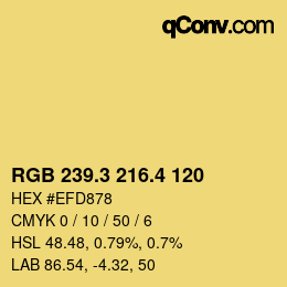 カラーコード: RGB 239.3 216.4 120 | qconv.com