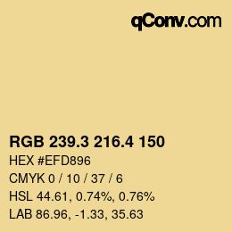 カラーコード: RGB 239.3 216.4 150 | qconv.com