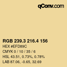 カラーコード: RGB 239.3 216.4 156 | qconv.com