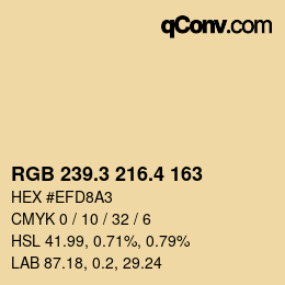 カラーコード: RGB 239.3 216.4 163 | qconv.com