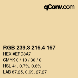カラーコード: RGB 239.3 216.4 167 | qconv.com