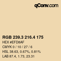 カラーコード: RGB 239.3 216.4 175 | qconv.com