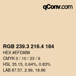 カラーコード: RGB 239.3 216.4 184 | qconv.com