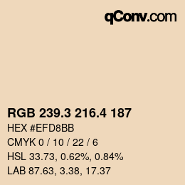 カラーコード: RGB 239.3 216.4 187 | qconv.com