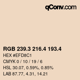 カラーコード: RGB 239.3 216.4 193.4 | qconv.com