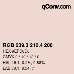 カラーコード: RGB 239.3 216.4 208 | qconv.com
