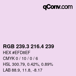カラーコード: RGB 239.3 216.4 239 | qconv.com