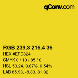 カラーコード: RGB 239.3 216.4 36 | qconv.com