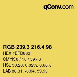 カラーコード: RGB 239.3 216.4 98 | qconv.com