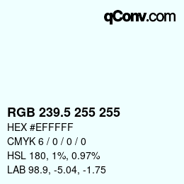 Código de color: RGB 239.5 255 255 | qconv.com