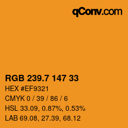 カラーコード: RGB 239.7 147 33 | qconv.com