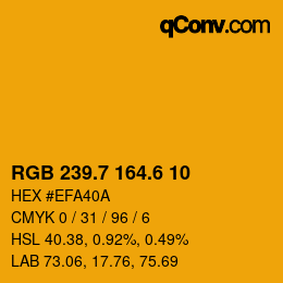 カラーコード: RGB 239.7 164.6 10 | qconv.com
