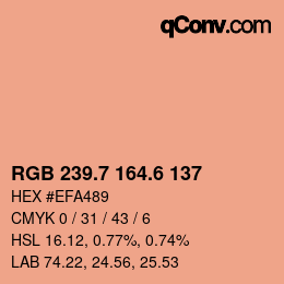 カラーコード: RGB 239.7 164.6 137 | qconv.com