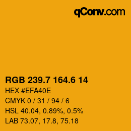 カラーコード: RGB 239.7 164.6 14 | qconv.com