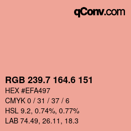 カラーコード: RGB 239.7 164.6 151 | qconv.com
