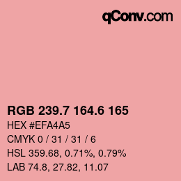 カラーコード: RGB 239.7 164.6 165 | qconv.com